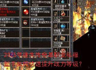 2025年迷失传奇单职业私服新手如何快速提升战力等级? 2025年迷失传奇单职业私服新手如何快速提升战力等级?