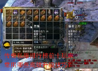传奇私服排行榜前十玩家常用哪些高效升级技巧? 传奇私服排行榜前十玩家常用哪些高效升级技巧?