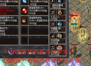 1.80复古传奇新手玩家如何快速提升等级与获取高级装备? 1.80复古传奇新手玩家如何快速提升等级与获取高级装备?