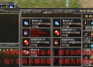 传奇新服百科全书:新手如何快速升级?装备从哪获取?技能怎样提升? 传奇新服百科全书:新手如何快速升级?装备从哪获取?技能怎样提升?